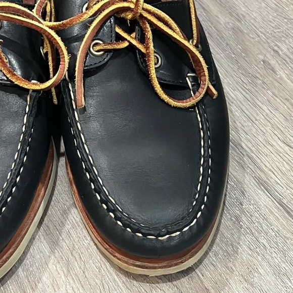 Men’s Allen Edmonds 9.5D 2 Eye Full Leather Westbrook Boat Shoe Dark Blue EUC - Picture 7 of 10
